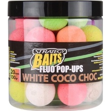 STRATEGY BAITS Plovoucí boilies Fluo Pop-Up 100g 20mm White Coco Choc