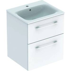 Geberit Selnova Square - Шкафче за умивалник 64x54x48 см, с умивалник, 2 чекмеджета, лъскаво бяло 501.232. 00.1 (501.232.00.1)
