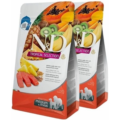 N&D Tropical Selection Dog Adult Medium & Maxi Ancestral Grain lososové 2 x 10 kg