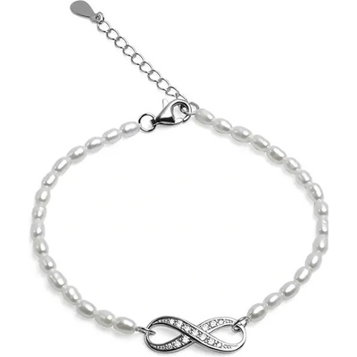 Lillian Vassago Stříbrný náramek zdobený nekonečnem se zirkony a perlami LLVY-SB004