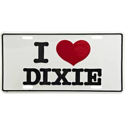 Cedule plechová Licence I Love Dixie - bílá-černá
