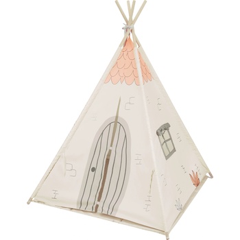 KikkaBoo Дървена палатка за игра с мека подложка - Beige House (31201010380)
