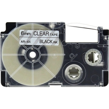 Pro Casio Съвместима лента с Casio XR-6X1, 6mm x 8m черен печат / прозрачен субстрат (XR6X)