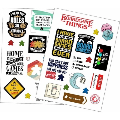 Meeple Stickers samolepky pro fanoušky deskových her set 1+2