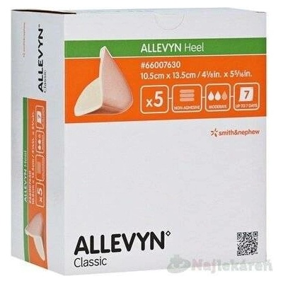 ALLEVYN Heel Krytí na rány 10,5x13,5 cm neadhezivní polyuretanové pěnové krytí 5 ks