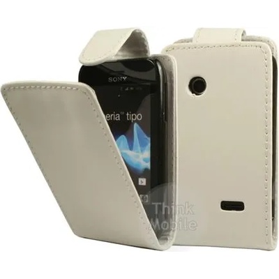 Sony Xperia tipo ST21i Flip Калъф Бял + Протектор