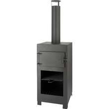 Esschert Design Terasový krb + pizza pec černá