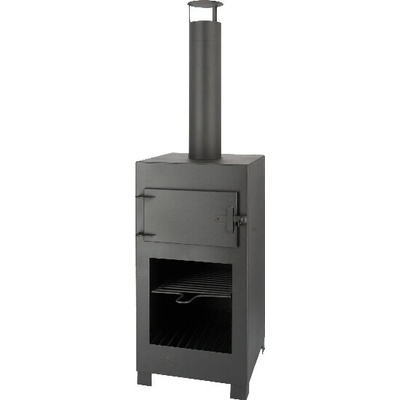 Esschert Design Terasový krb + pizza pec černá