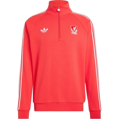Adidas Мъжки пуловер Adidas Mens Liverpool Originals Half Zip Jumper - Red/White