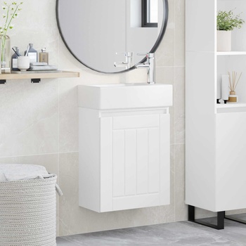 vidaXL Мивка за баня със смесител Бяло 45, 5 x 25, 5 x 84 см (889491)