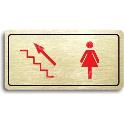 ACCEPT Piktogram WC ŽENY VLEVO NAHORU - zlatá tabulka - barevný tisk