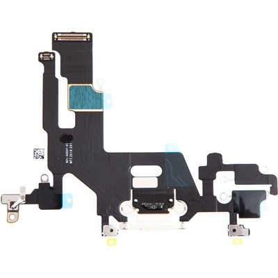 AppleMix Napájací a dátový konektor s flex káblom + mikrofóny pre Apple iPhone 11 - biely - kvalita A+