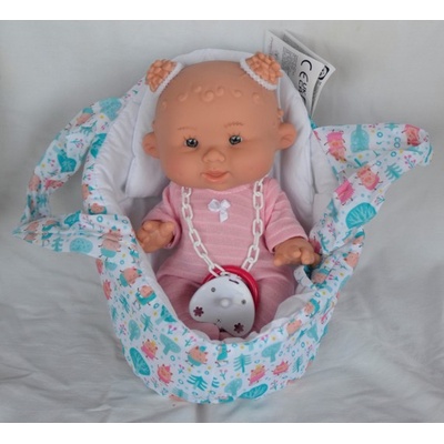 Marina & Pau Miminko Nenote s hracím dudlíkem holčička Paloma v přenosné tašce s prasátky Nenote Baby 26 cm