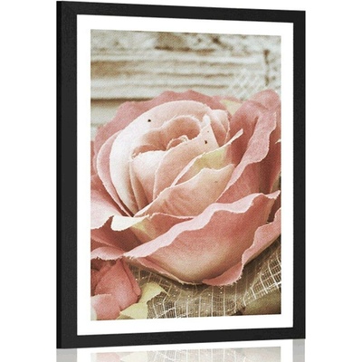 Plakát s paspartou elegantní vintage růže - 40x60 white