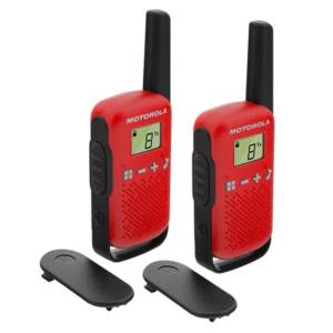 Motorola Комплект радиостанции Motorola T42, 2 броя, Обхват до 4 км, 16 канала, Червени (T42 Red) Радиостанции