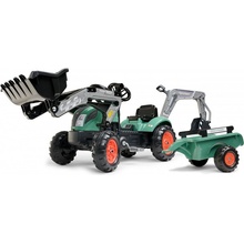 Falk Šliapací traktor Vintage 2054N s lyžicou bagrom a prívesom zelený