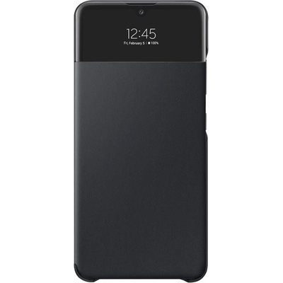 Samsung Galaxy S-View Wallet Cover EF-EA325PBEGEW - оригинален калъф през който виждате информация от дисплея за Samsung Galaxy A32 (черен)