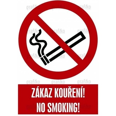Grafiko | Zákaz kouření - Text obrázku Zákaz kouření! NO SMOKING !, Materiál Plast, Rozměr 297x210mm