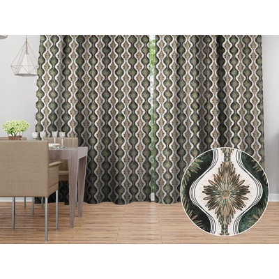Biante Bavlnený záves Sandra SA-542 Okrasné hviezdy na zelenom/bielom 150x140 cm