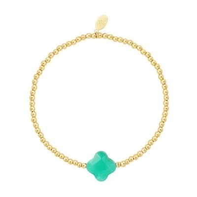 Ornamenti Pozlacený náramek Beaded Turquoise Clover gold OOR300082