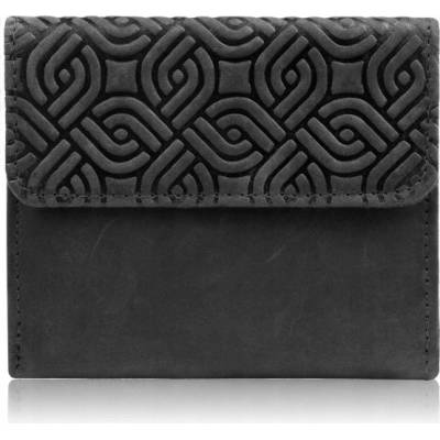 Paolo Peruzzi Dámska kožená peňaženka čierna malá vintage vertikálna RFID