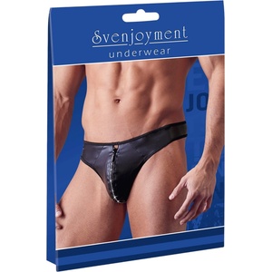 Svenjoyment - мъжко бикини с цип и камъни - лъскаво черно - lovesexshop