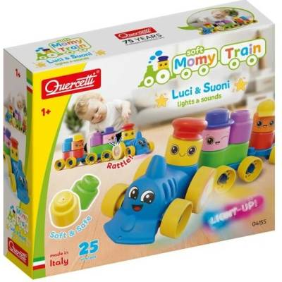 Quercetti 4155 Momy Soft mäkké kocky s vláčikom 25 ks