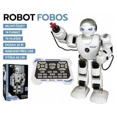 Teddies Robot RC FOBOS plast interaktivní chodící 40cm česky mluvící na baterie s USB v krabici 31x45x13cm