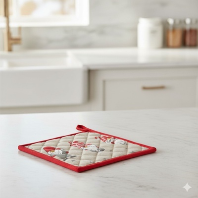 Home Styling Collection Bavlněná chňapka s motivem skřítka 20 x 20 cm béžová