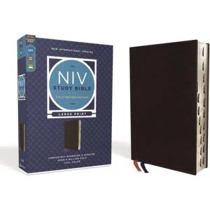 NIV Study Bible, Fully Revised Edition, Large Print, Bonded Leather, Black, Red Letter, Thumb Indexed, Comfort Print | Mark L. Strauss, Jeannine K. Brown (ISBN: 9780310449171)