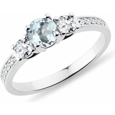 Klenota Zlatý prstienok s akvamarínom a diamantmi k0233082