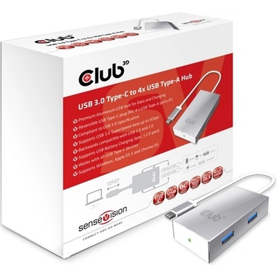 Club 3D ADA Club3D USB TYPE C 3.1 GEN 1 КЪМ 4 USB TYPE A USB 3.1 GEN 1 ВКЛЮЧВАЩ 1 ПОРТ BC1.2 КОННЕКТОР CSV-1541 (CSV-1541)