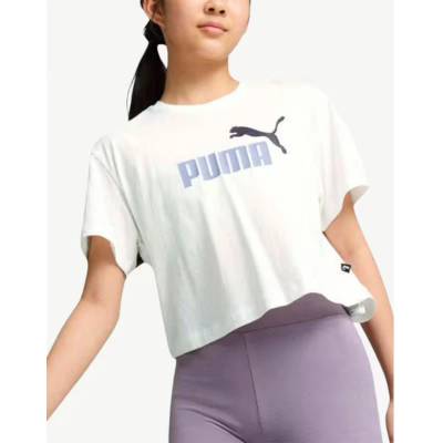 PUMA Logo Cropped Tee White