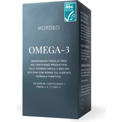 Nordbo Skandinávský Omega-3 Rybí Olej 120 kapslí