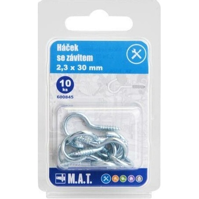 háček se závitem 30x2,3mm Zn (10ks)