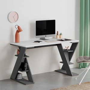 TopMebel Офис бюро Papillon TopMebel от меламин в антрацит - бял цвят 137x60x75cm