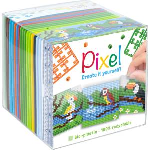 Pixelhobby Комплект от 3 мозайки с пиксели Classic, Pixelhobby, Куб - Тропически птици (29016-TropicalBirds)
