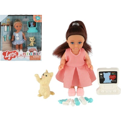 Teddies Bábika veterinárka plast 11cm pevné telo s doplnkami