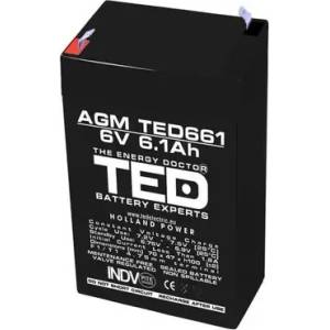 Ted electric Оловна Батерия TED ELECTRIC, 6V, 6.1Ah, 70/ 47/ 100 mm, AGM (TED-6V-4.5-AGM) - xtreme
