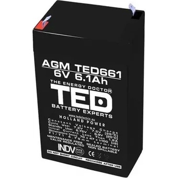 Image 1 of Ted electric Оловна Батерия TED ELECTRIC, 6V, 6.1Ah, 70/ 47/ 100 mm, AGM (TED-6V-4.5-AGM)