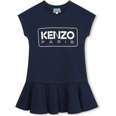Kenzo kids Детска памучна рокля Kenzo Kids в синьо къса разкроена (K60208.)