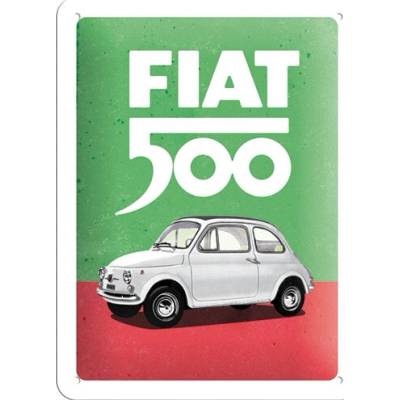 NOSTALGIC ART ceduľa FIAT 500 green/red