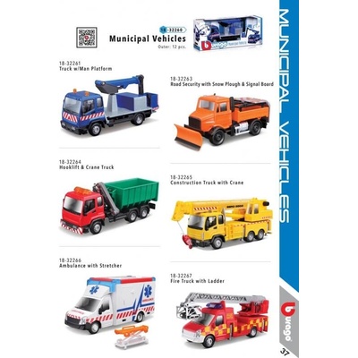 Bburago Servisné vozidlá assort 6 druhov 12ks BB32260asst 1:43