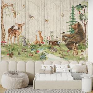 Catalog 2026 Фототапет за детска стая с мечка и горски животни - Woodland Friends