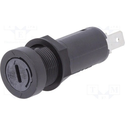 SCHURTER 0031.3903 Zásuvka; 5x20mm; 10A; 250VAC; FBS1; lékařská; na panel; černá; IP40