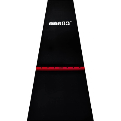 Gumený koberec s červenou hranicou hodu ONE80 300×90cm, čierny