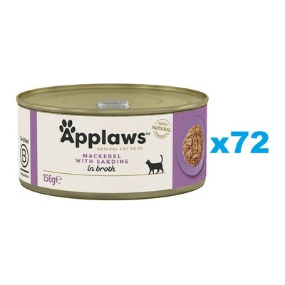 Applaws Cat Makrela so sardinkami vo vývare 72 x 156 g