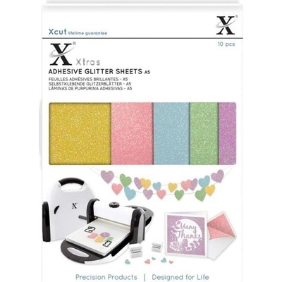 Docrafts samolepíci glitterový papír A5 pastel 10 ks