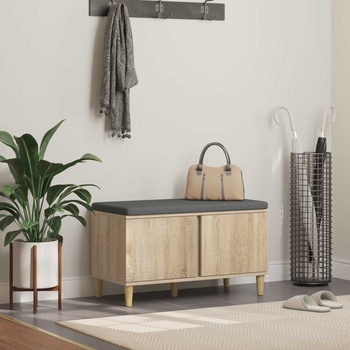 vidaXL Пейка за коридор с възглавница Сонома дъб 60 x 38 x 46 см (891530)