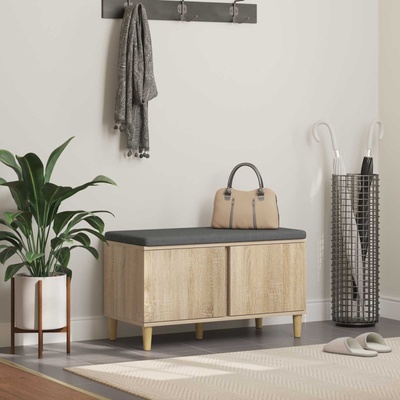 vidaXL Пейка за коридор с възглавница Сонома дъб 80 x 38 x 46 см (891530)